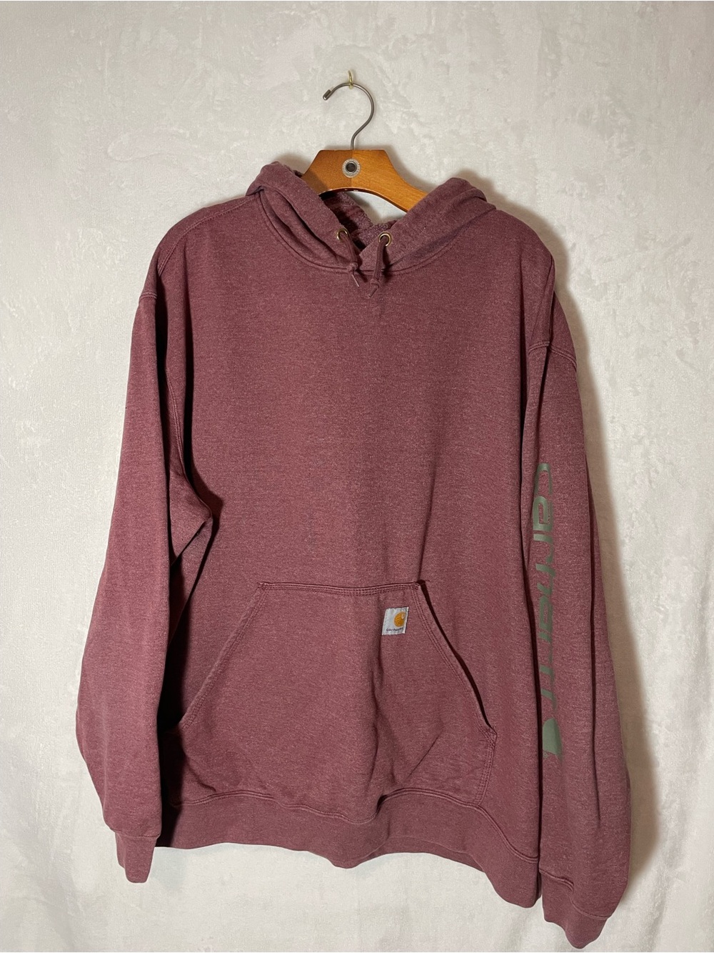 Carhartt Maroon Hooded Sweatshirt with Sleeve Logo